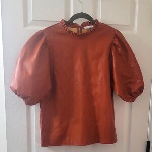 THML Caramel-colored "Leather" Top